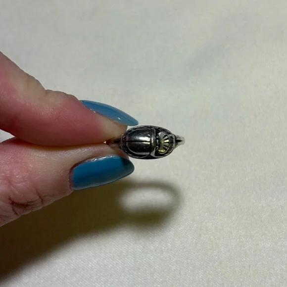 Vtg Sterling Scarab Ring Hand Carved Egyptian Revival - Picture 4 of 8